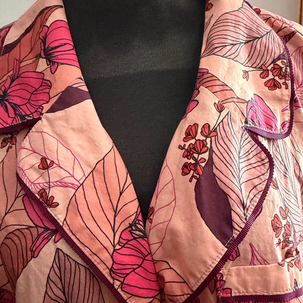 Mersea Rosewood Floral Cotton Pajama Set XL Botanical Lounge Sleepwear - Picture 3 of 10
